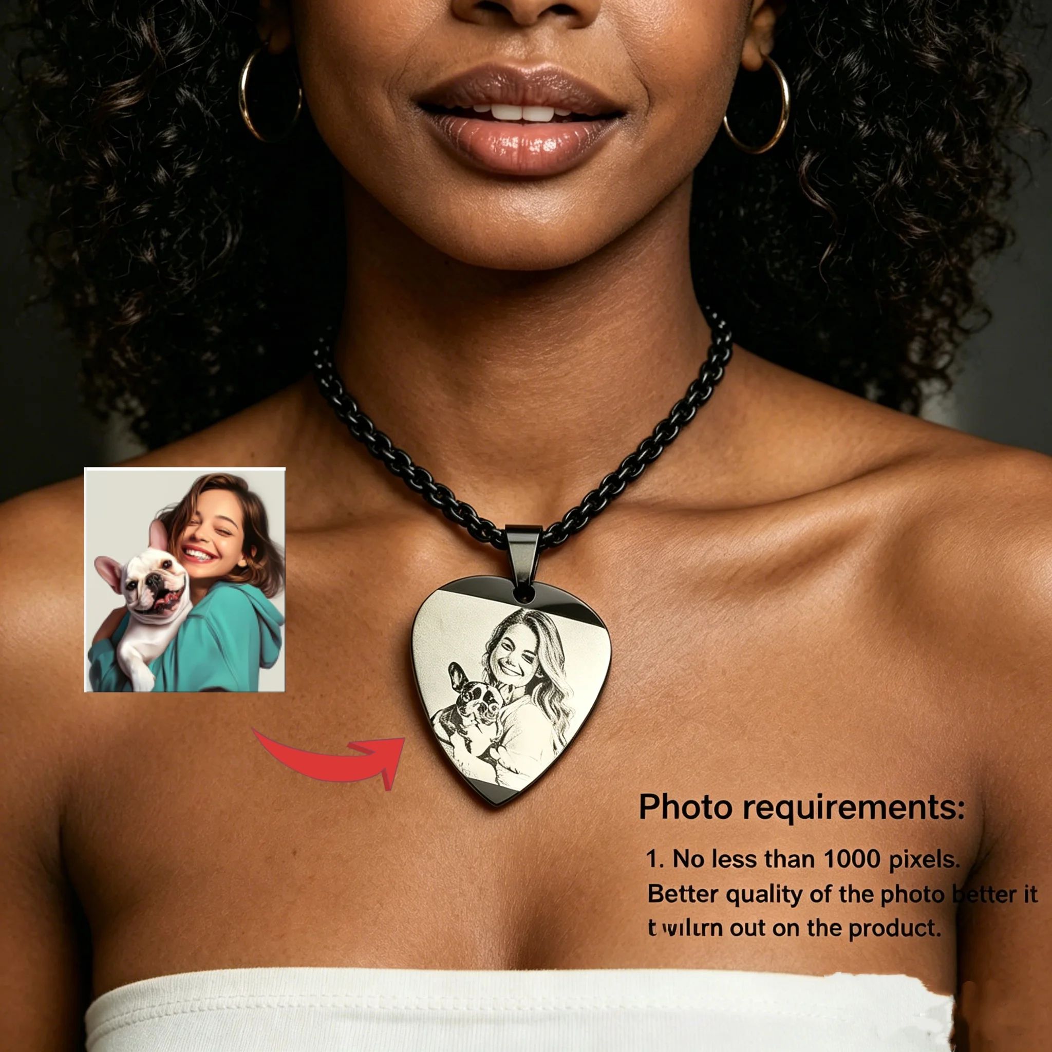 Custom Photo Guitar Pick Necklace Personalized Fashion Stainless Steel Heart Pendant Memorial Jewelry Gift for Men Women
Custom Photo Guitar Pick Necklace Personalized Fashion Stainless Steel Heart Pendant Memorial Jewelry Gift for Men Women