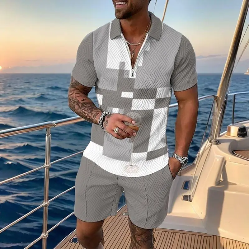 Men's sports set made of jacquard fabric, featuring a short - sleeved half - zip lapel design, suitable for cross - border e - c
Men's sports set made of jacquard fabric, featuring a short - sleeved half - zip lapel design, suitable for cross - border e - c