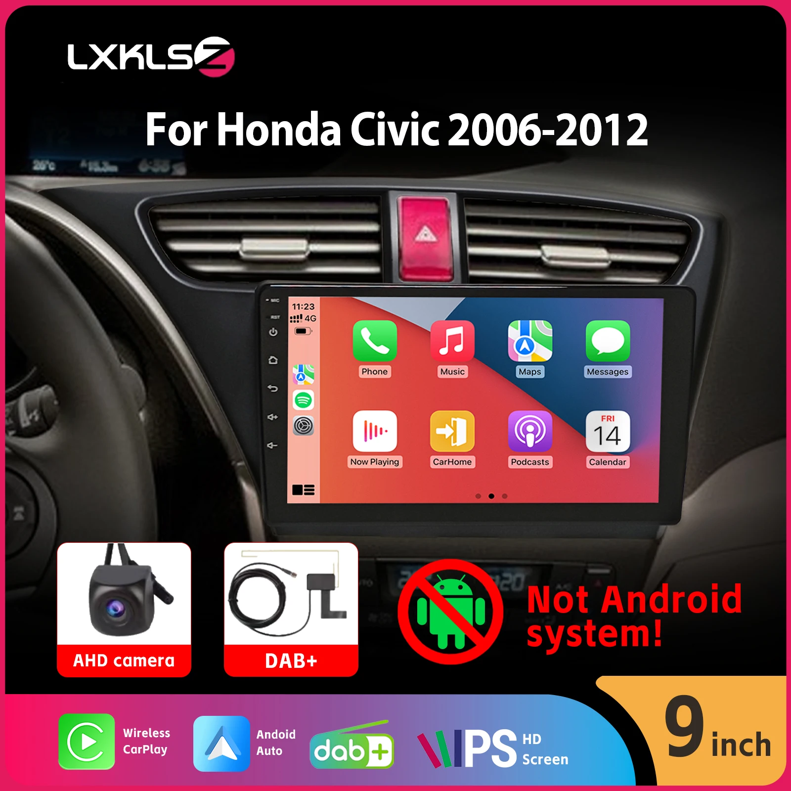 Car Radio with Wireless Carplay Android Auto 9" IPS Touch Screen for Honda Civic 2006-2012 with AHD Rear View Camera BT DSP DAB+
Car Radio with Wireless Carplay Android Auto 9" IPS Touch Screen for Honda Civic 2006-2012 with AHD Rear View Camera BT DSP DAB+