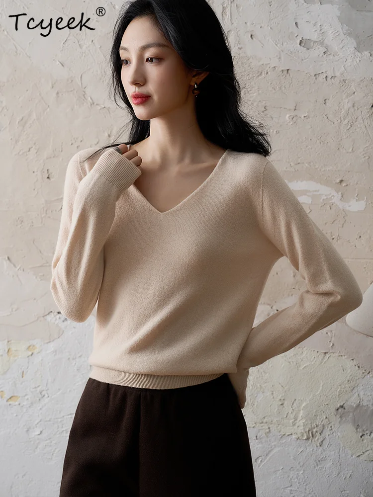 Tcyeek-2024 Women's Elegant Pullover, 100%Sheep Wool, ONeck, V-Neck, Fashion Office Sweater, Autumn Winter Clothes T40313QM
Tcyeek-2024 Women's Elegant Pullover, 100%Sheep Wool, ONeck, V-Neck, Fashion Office Sweater, Autumn Winter Clothes T40313QM