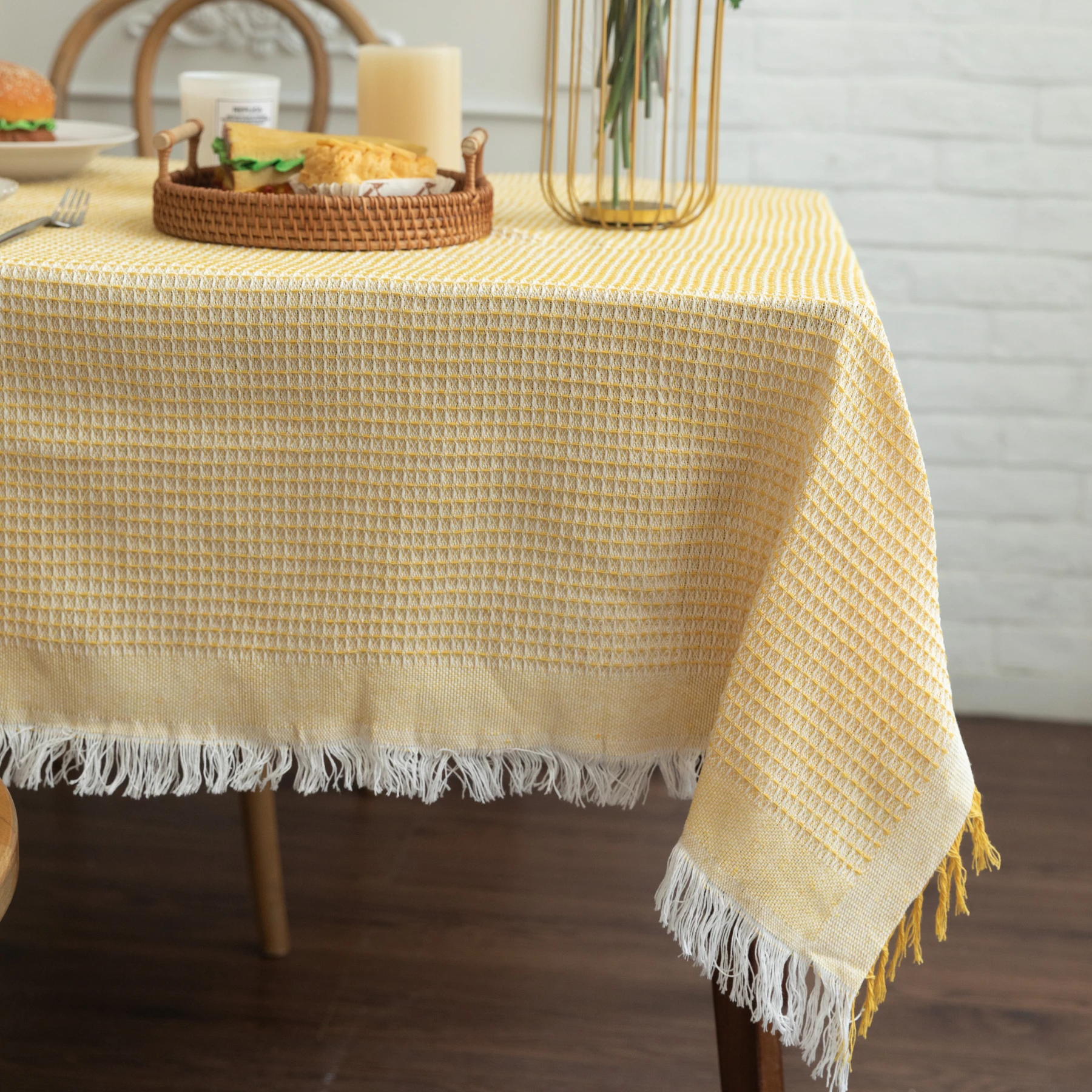 Heavy Duty Wipeable Polyester Tablecloths,Crochet Table Cover for Outdoor Picnic Dining Table, Nordic Style, Yellow and White
Heavy Duty Wipeable Polyester Tablecloths,Crochet Table Cover for Outdoor Picnic Dining Table, Nordic Style, Yellow and White