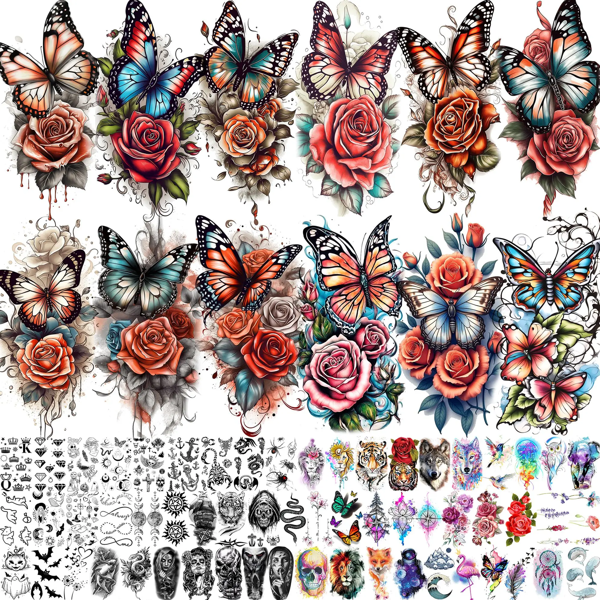 71 Sheets Watercolor 3D Rose Butterfly Temporary Tattoos For Women Girls Flower Tatoos Waterproof Realistic Fake Tattoo Stickers
71 Sheets Watercolor 3D Rose Butterfly Temporary Tattoos For Women Girls Flower Tatoos Waterproof Realistic Fake Tattoo Stickers