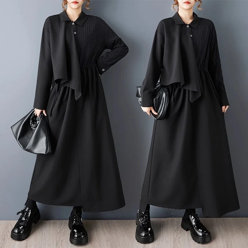 Black Long Shirt Dress - Oversized Patchwork Dress with Drawstring Waist | Spring Loose Asymmetrical Slimming Dress w1848
Black Long Shirt Dress - Oversized Patchwork Dress with Drawstring Waist | Spring Loose Asymmetrical Slimming Dress w1848