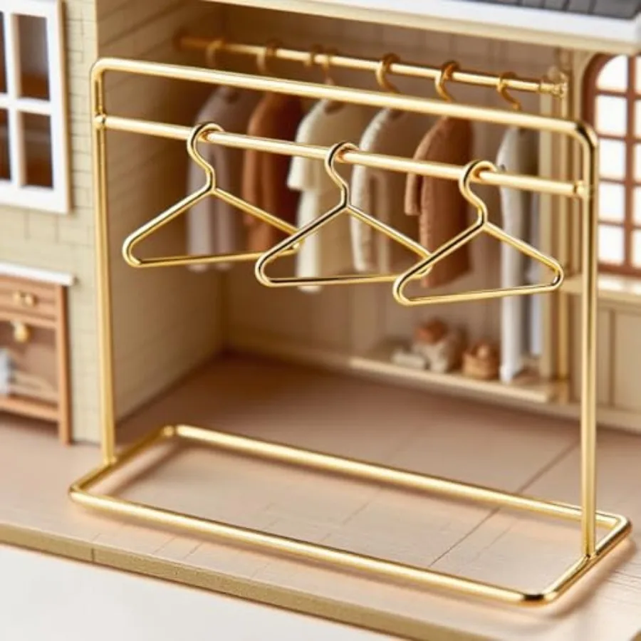 1:12 Dollhouse Set with 3Pcs Gold Clothes Dollhouse Mini Clothes Storage Furniture Accessories for Bedroom, Living Room, Shower
1:12 Dollhouse Set with 3Pcs Gold Clothes Dollhouse Mini Clothes Storage Furniture Accessories for Bedroom, Living Room, Shower