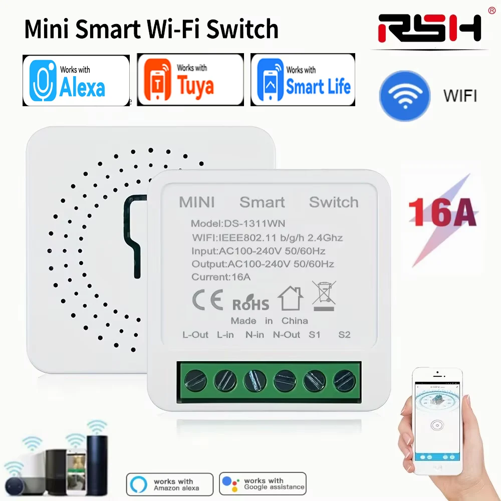 Wifi Smart Switch Supporte 2way Control Timer Wireless Switches Smart Home Automation Work With Tuya Alexa Google Home 16A MINI