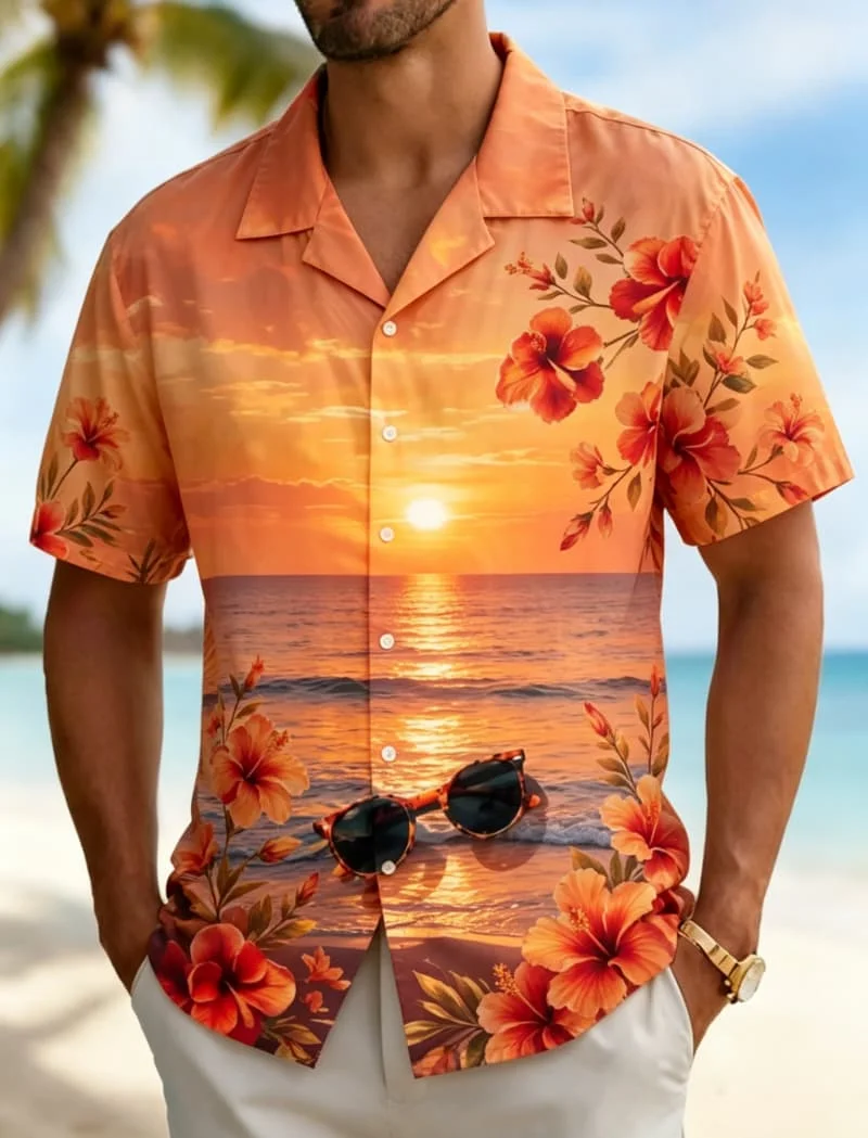Men's tropical vacation style printed Hawaiian shirt, a resort style casual top suitable for summer vacations,daily wear
Men's tropical vacation style printed Hawaiian shirt, a resort style casual top suitable for summer vacations,daily wear