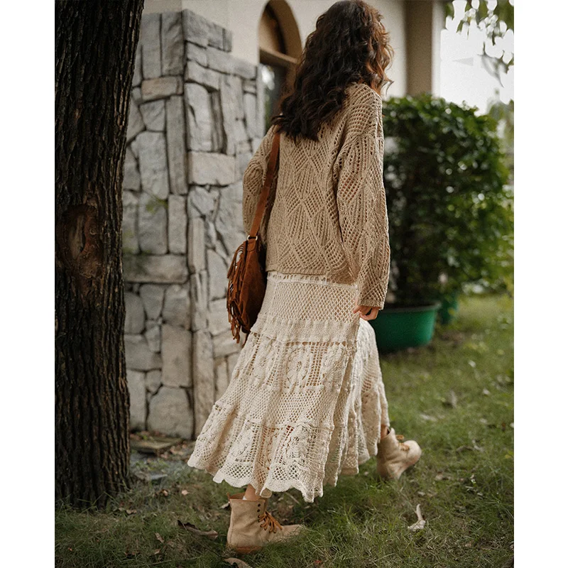 Retro Lazy Sle Knitted Hollow out Artistic f Skirt Women's Spring Summer New Faion Long Skirt Trendy Commute Pure Color
Retro Lazy Sle Knitted Hollow out Artistic f Skirt Women's Spring Summer New Faion Long Skirt Trendy Commute Pure Color