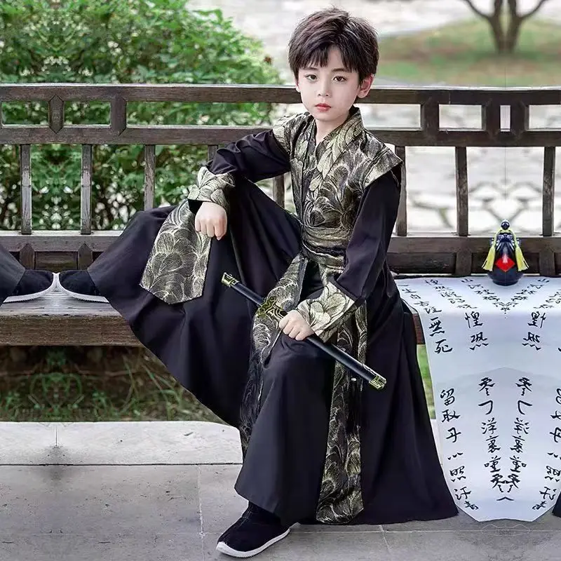 Древний костюм ханьфу в китайском стиле для мальчиков, комплект новогодной одежды, новый детский костюм Тан, одежда для выступлений, косплей
Древний костюм ханьфу в китайском стиле для мальчиков, комплект новогодной одежды, новый детский костюм Тан, одежда для выступлений, косплей