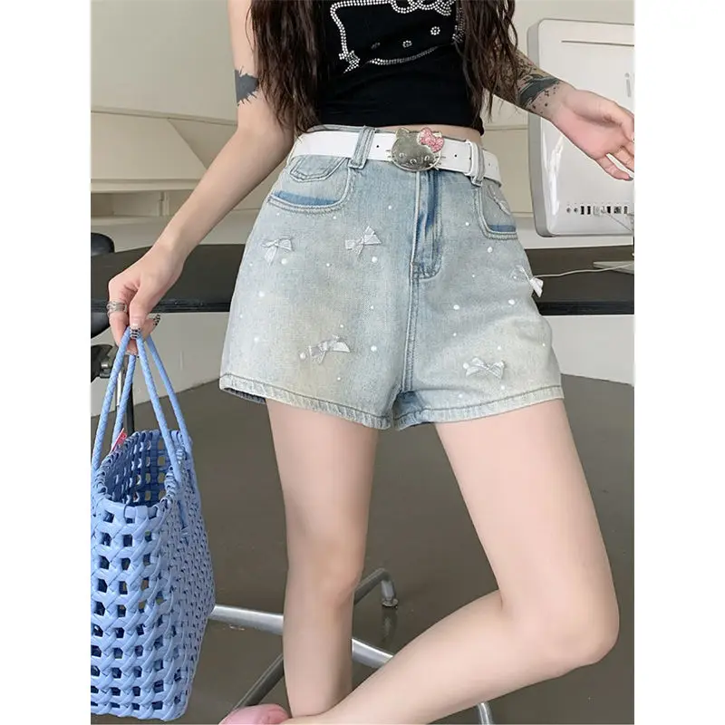 Embroidered Crystal Bow Flowy A Line Denim Shorts Women Summer Petite High Waist Short Shorts
Embroidered Crystal Bow Flowy A Line Denim Shorts Women Summer Petite High Waist Short Shorts