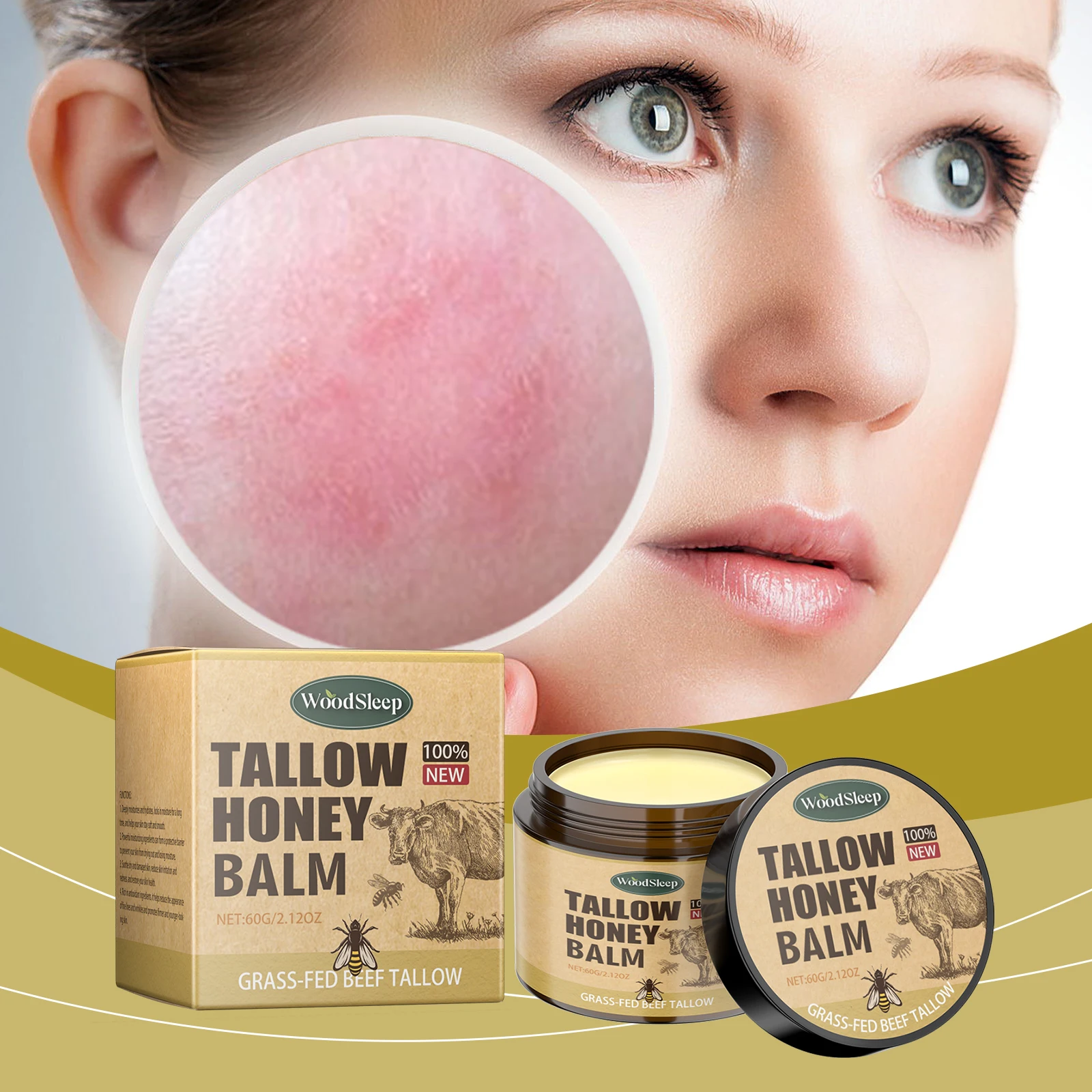 WoodSleep Tallow Honey Facial Moisturizer Hydrating Moisturizing Gentle Skin Care Cream
WoodSleep Tallow Honey Facial Moisturizer Hydrating Moisturizing Gentle Skin Care Cream
