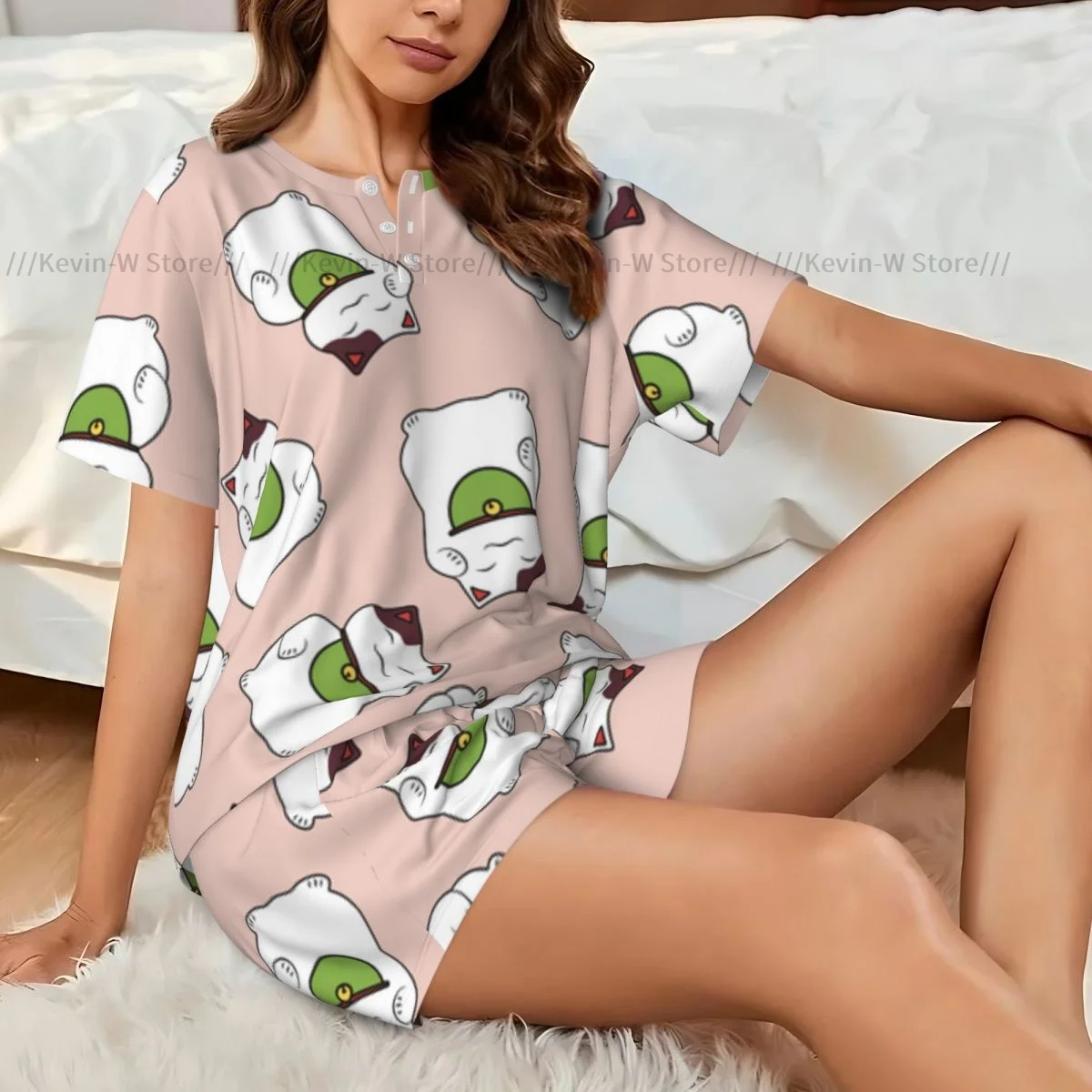 Женская пижама из двух предметов с круглым вырезом и короткими рукавами, футболка Maneki Neko Symbol Cat Of Good Luck, повседневный домашний пижамный комплект
Женская пижама из двух предметов с круглым вырезом и короткими рукавами, футболка Maneki Neko Symbol Cat Of Good Luck, повседневный домашний пижамный комплект