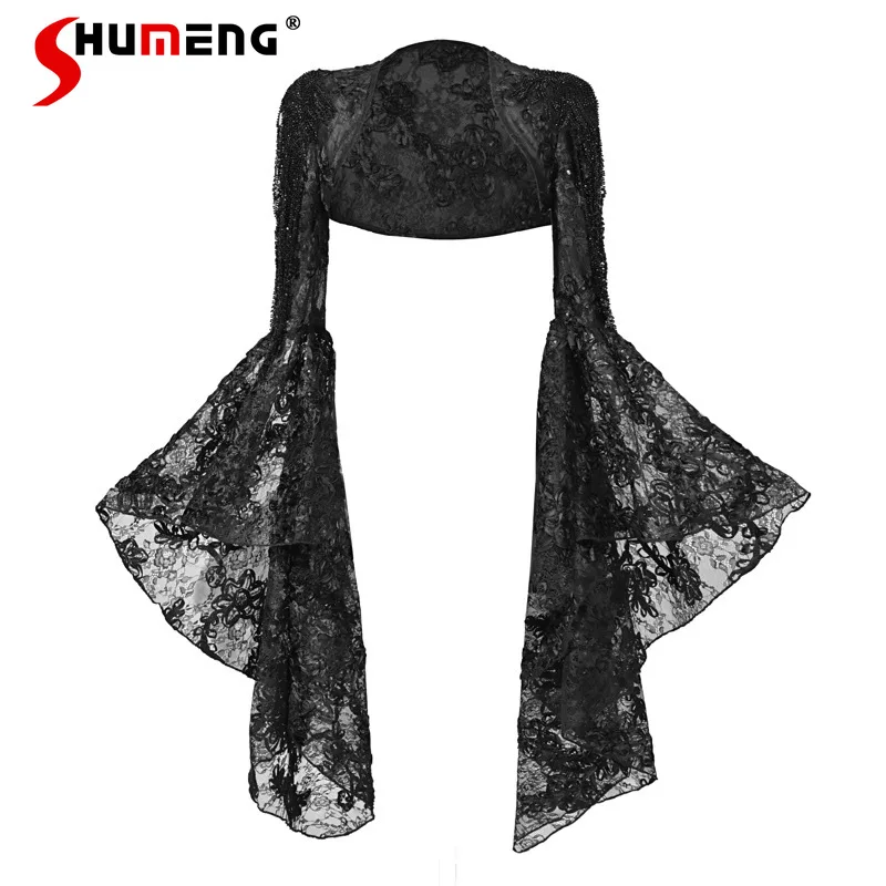 Japanese Gothic Style Gorgeous Beaded Sleeveless Vest Top Shirt Halloween Clothes Dark Black Cool Y2k Cardigan Blouse For Women
Japanese Gothic Style Gorgeous Beaded Sleeveless Vest Top Shirt Halloween Clothes Dark Black Cool Y2k Cardigan Blouse For Women