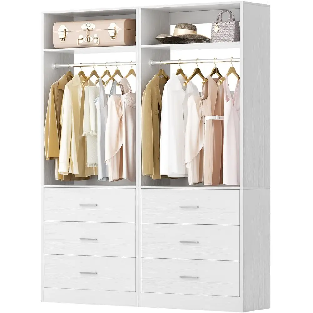 Closet System Set of 2, 4FT Closet Systems with 6 Wood Drawers, 48 Closet Organizer System with 2 Hanging Rods amp 2 Shelves, H
Closet System Set of 2, 4FT Closet Systems with 6 Wood Drawers, 48 Closet Organizer System with 2 Hanging Rods amp 2 Shelves, H