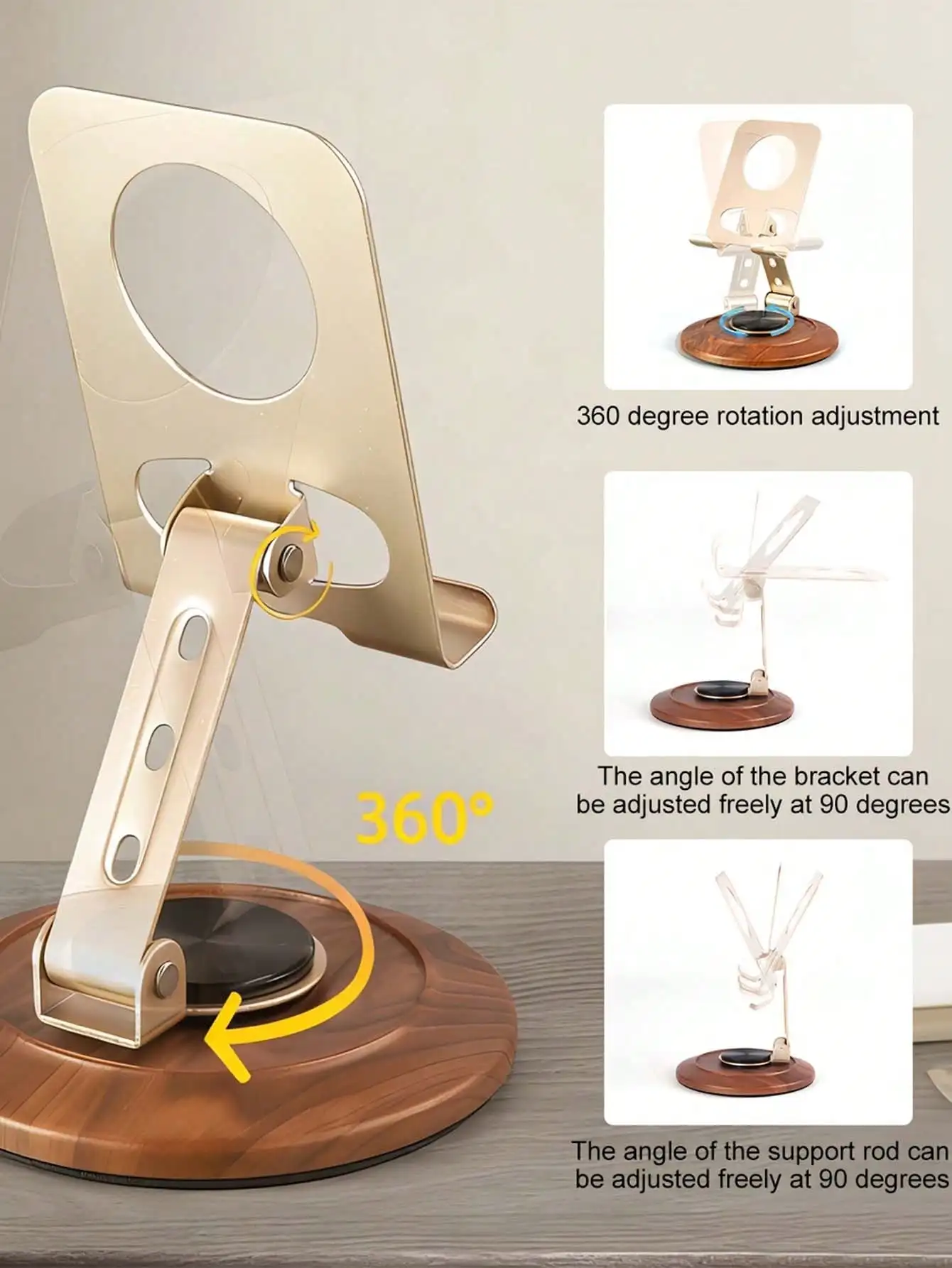 3/1pc 360° Rotatable Heavy Duty 22.05lbs Metal Phone/Tablet Stand, Foldable Design, 90° Adjustable, Hollow Detail, 90mm Base, Minimalist Tech Style Suitable For Office/Kitchen/Outdoor
3/1pc 360° Rotatable Heavy Duty 22.05lbs Metal Phone/Tablet Stand, Foldable Design, 90° Adjustable, Hollow Detail, 90mm Base, Minimalist Tech Style Suitable For Office/Kitchen/Outdoor