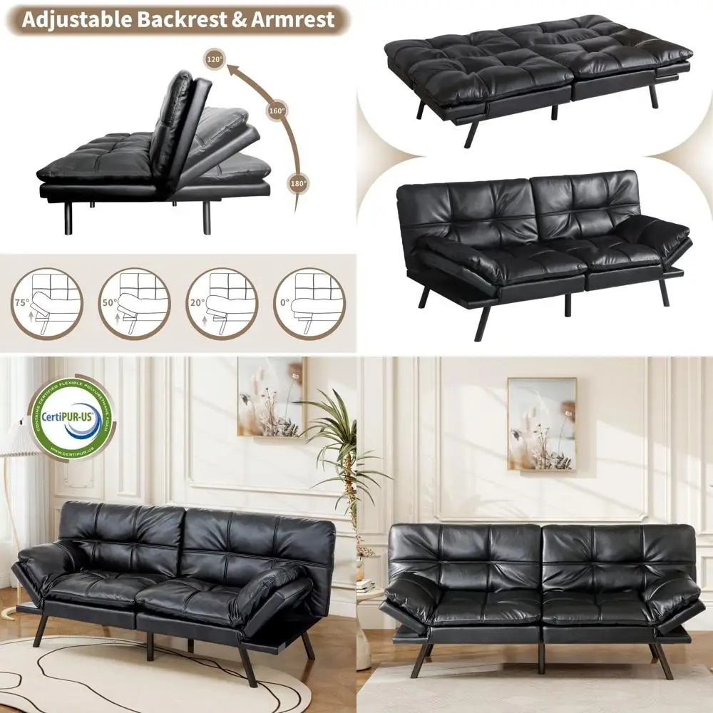 71 Convertible Sofa Bed with Memory Foam Loveseat, Adjustable Backrest/Armrest for Small Spaces, Living Room - Black
71 Convertible Sofa Bed with Memory Foam Loveseat, Adjustable Backrest/Armrest for Small Spaces, Living Room - Black