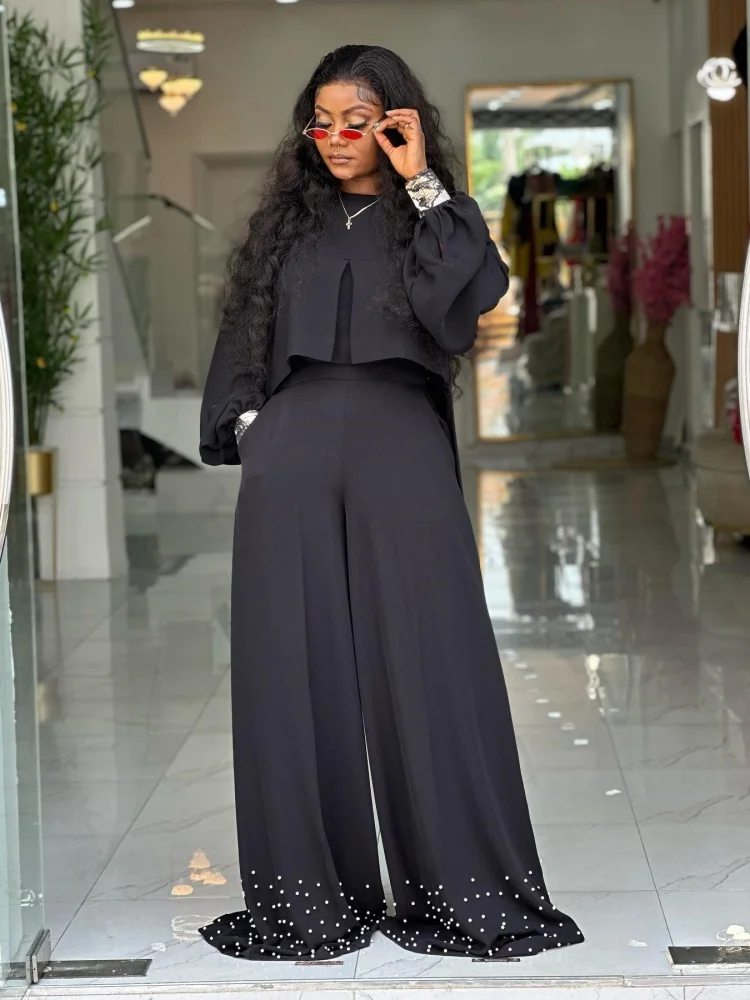 Sister Star Women Solid Color Casual Round Neck Irregular Lantern Sleeve Top Beaded Wide Leg Pants Sweet and Fresh Two Piece Set
Sister Star Women Solid Color Casual Round Neck Irregular Lantern Sleeve Top Beaded Wide Leg Pants Sweet and Fresh Two Piece Set