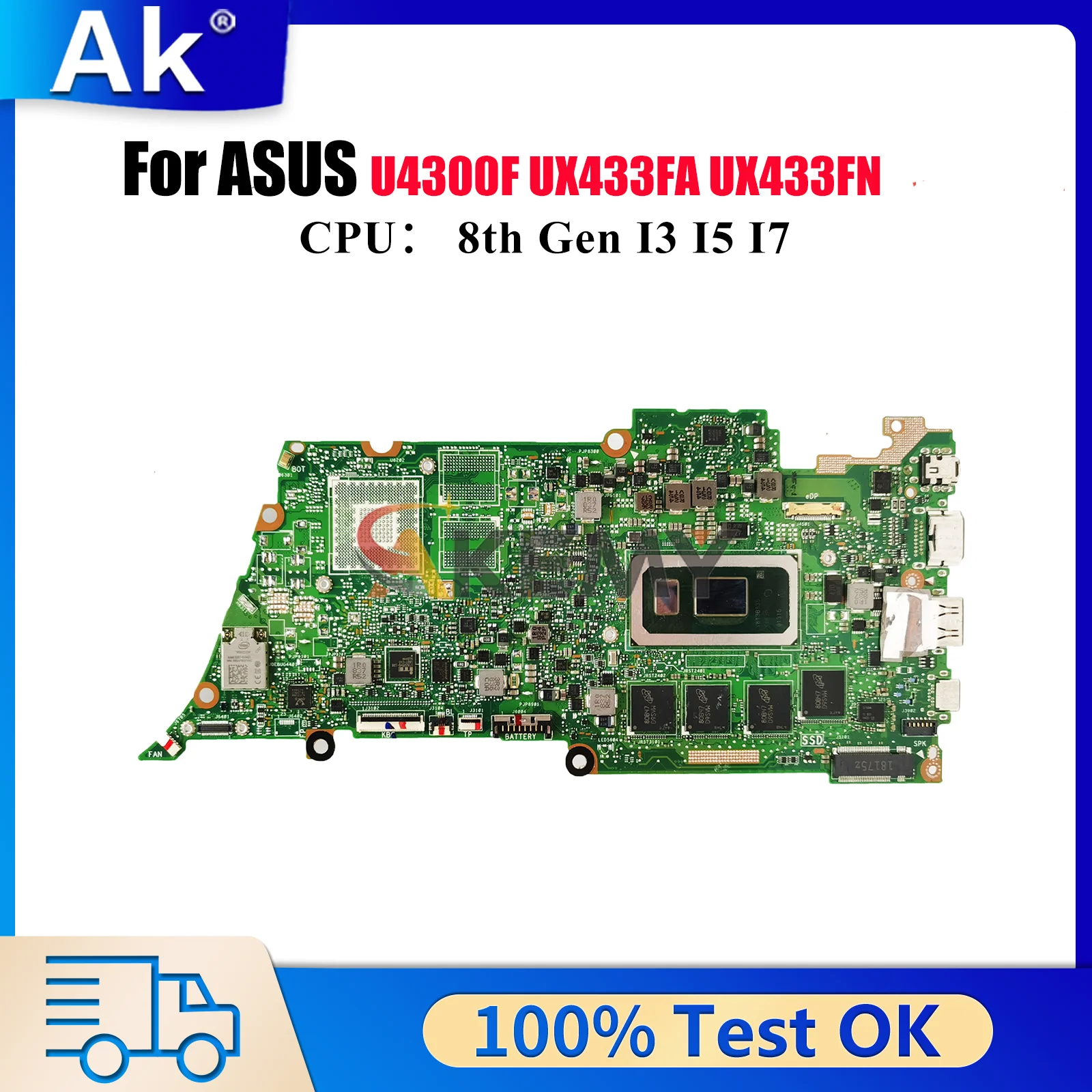 UX433FA Материнская плата для ноутбука ASUS ZenBook UX433FA U4300F UX433FN UX433F Материнская плата для ноутбука с процессором I3 I5 I7 100% тестирование OK stk
UX433FA Материнская плата для ноутбука ASUS ZenBook UX433FA U4300F UX433FN UX433F Материнская плата для ноутбука с процессором I3 I5 I7 100% тестирование OK stk