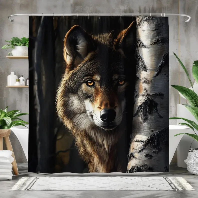 Majestic Wolf Shower Curtain, Wild Animal Forest Bathroom Decor, Realistic Wolf Art Design for Nature and Wildlife Lovers
Majestic Wolf Shower Curtain, Wild Animal Forest Bathroom Decor, Realistic Wolf Art Design for Nature and Wildlife Lovers