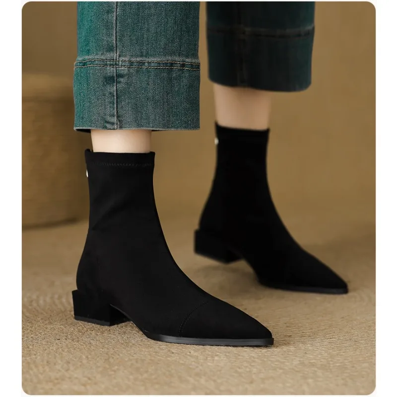 Designer Autumn Vintage Suede Women Ankle Boots Ladies Concise Pointed Toe Thick Heel Short Botas Zapatos De Mujer
Designer Autumn Vintage Suede Women Ankle Boots Ladies Concise Pointed Toe Thick Heel Short Botas Zapatos De Mujer