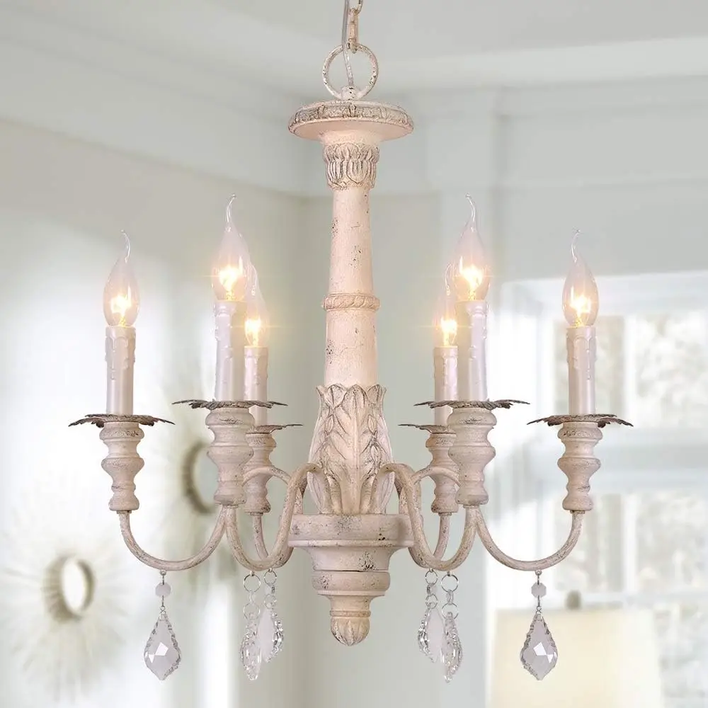 French Country Style Chandelier White Distressed Wood Lighting Ceiling Light Fixture Pendant Lamp for Dining Living Room
French Country Style Chandelier White Distressed Wood Lighting Ceiling Light Fixture Pendant Lamp for Dining Living Room