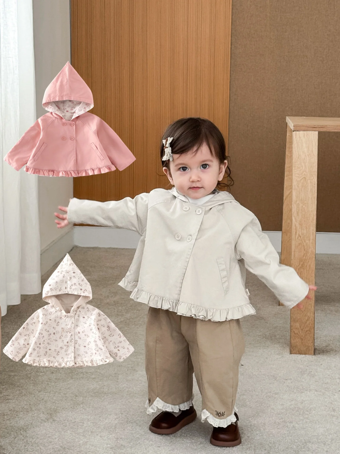 Kids Clothes Girls Cotton Autumn Coat Floral Hooded Trench 0-5Y Toddler Baby Girl Sweet Ruffle Hem Button Up Windbreaker Jacket
Kids Clothes Girls Cotton Autumn Coat Floral Hooded Trench 0-5Y Toddler Baby Girl Sweet Ruffle Hem Button Up Windbreaker Jacket