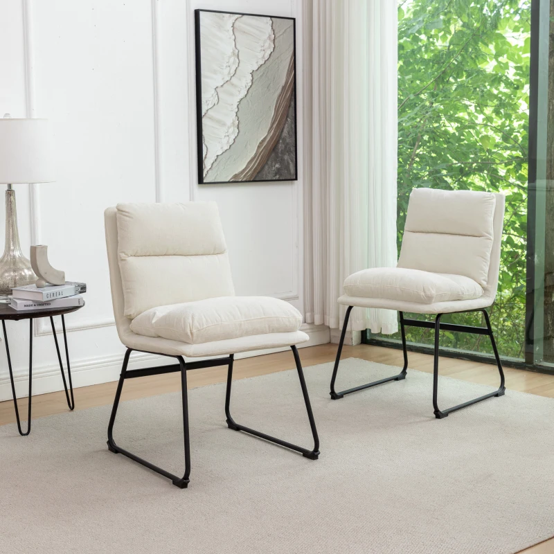 Milos Contemporary Upholstered Dining Chairs, Set of 2, Vanilla White
Milos Contemporary Upholstered Dining Chairs, Set of 2, Vanilla White