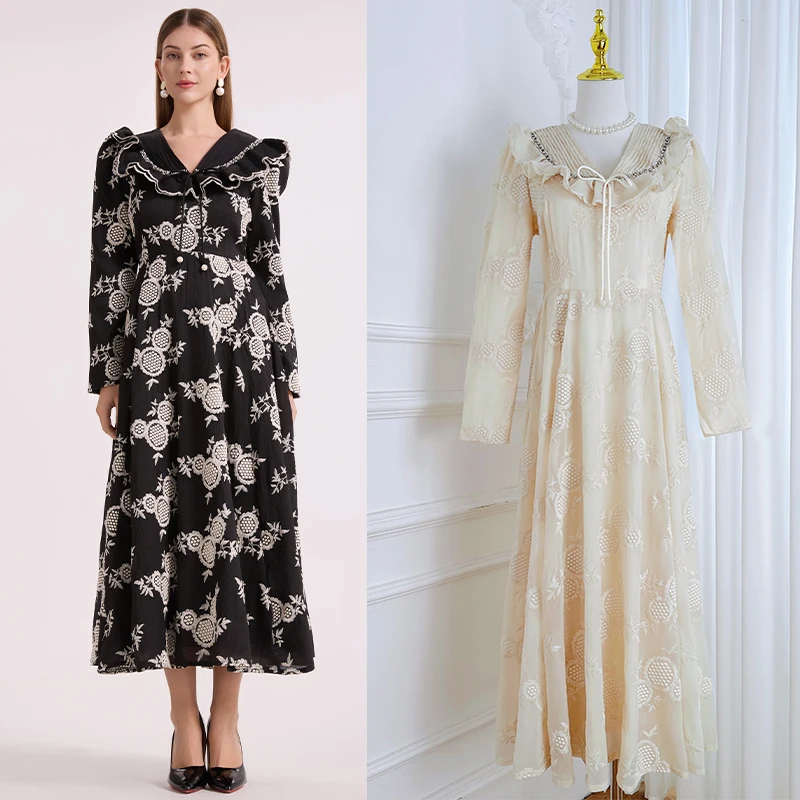 2025 Embroidery Formal Evening Lace Dress Women Long Sleeve Crystal Collar Crochet Long Sleeve Maxi Dress Prom Party Vestidos
2025 Embroidery Formal Evening Lace Dress Women Long Sleeve Crystal Collar Crochet Long Sleeve Maxi Dress Prom Party Vestidos