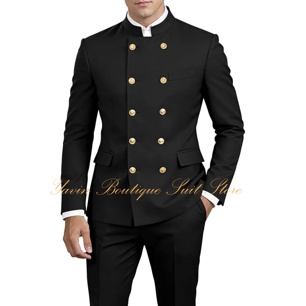 Chinese Tunic Suit 2 Piece Stand Collar Suits Men Gold Button Jacket Pant Set Traditional Uniform Suit for Men
Chinese Tunic Suit 2 Piece Stand Collar Suits Men Gold Button Jacket Pant Set Traditional Uniform Suit for Men
