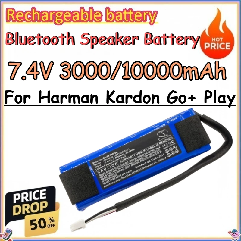 7.4V 3000/10000mAh Bluetooth Speaker Battery for Harman Kardon Go+ Play Replace The Lithium Battery of The Rechargeable Speaker
7.4V 3000/10000mAh Bluetooth Speaker Battery for Harman Kardon Go+ Play Replace The Lithium Battery of The Rechargeable Speaker