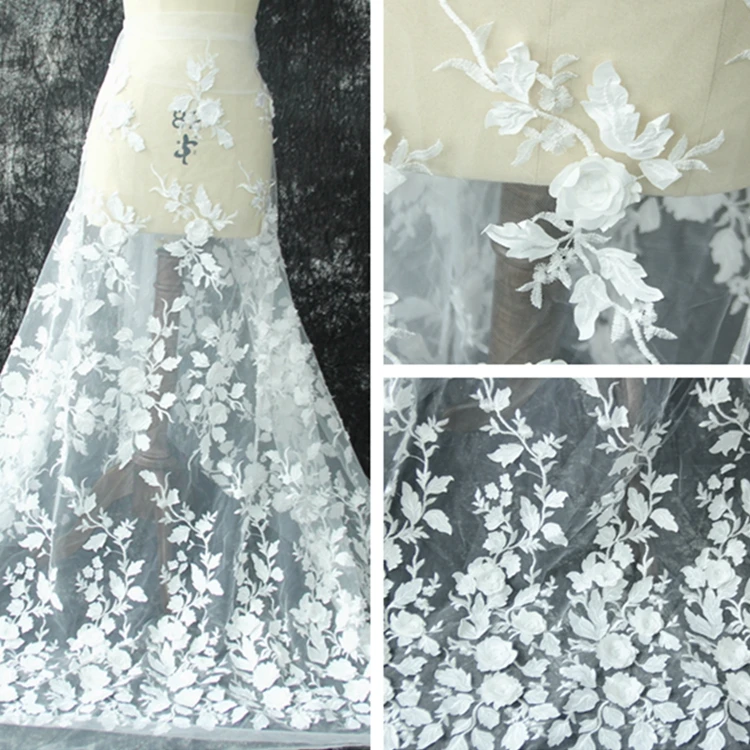 3D Three-dimensional Flower Embroidery Lace Mesh Applique Wedding Dress Designer Cloth Lace Fabric
3D Three-dimensional Flower Embroidery Lace Mesh Applique Wedding Dress Designer Cloth Lace Fabric
