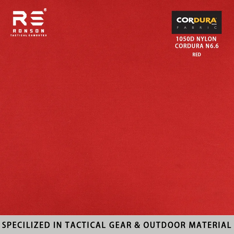 Ronson Red 1000D N6.6 Nylon Cordura Mil-spec Fabric Near-Infrared NIR WR PU Coated Tactical Gears and Outdoor Sportswear
Ronson Red 1000D N6.6 Nylon Cordura Mil-spec Fabric Near-Infrared NIR WR PU Coated Tactical Gears and Outdoor Sportswear