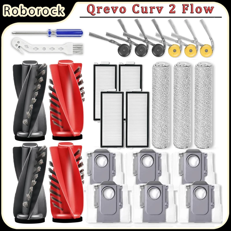For Roborock Qrevo Curv 2 Flow Robot Vacuum Cleaner Accessories kit Main Side brush,Filter,Mop Cloth,Dust bags,Spare Parts
For Roborock Qrevo Curv 2 Flow Robot Vacuum Cleaner Accessories kit Main Side brush,Filter,Mop Cloth,Dust bags,Spare Parts