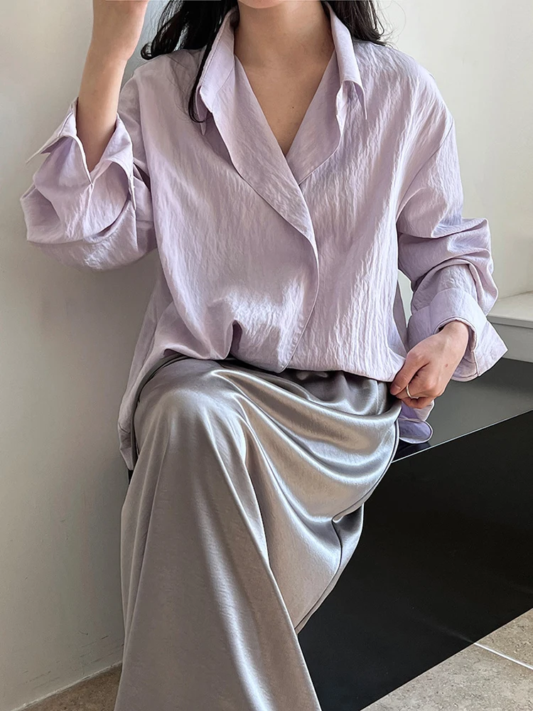 Women Purple Pleated Brief Elegant Big Size Blouse New Lapel Long Sleeve Shirt Fashion Tide Spring Autumn
Women Purple Pleated Brief Elegant Big Size Blouse New Lapel Long Sleeve Shirt Fashion Tide Spring Autumn