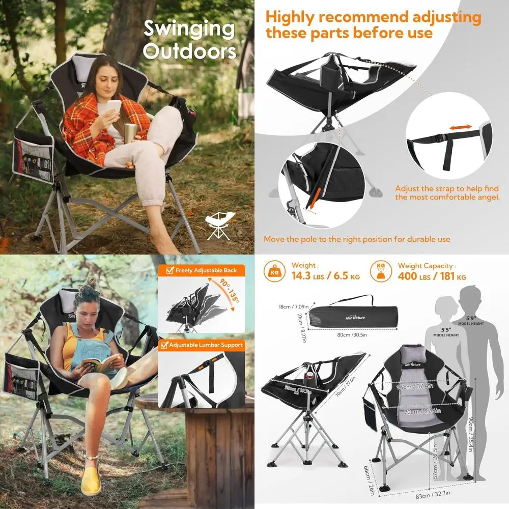 Portable Oversized Hammock Chair with Adjustable Backrest and Lumbar Support, Ideal for Outdoor and Indoor Use, Supports up to 4
Portable Oversized Hammock Chair with Adjustable Backrest and Lumbar Support, Ideal for Outdoor and Indoor Use, Supports up to 4