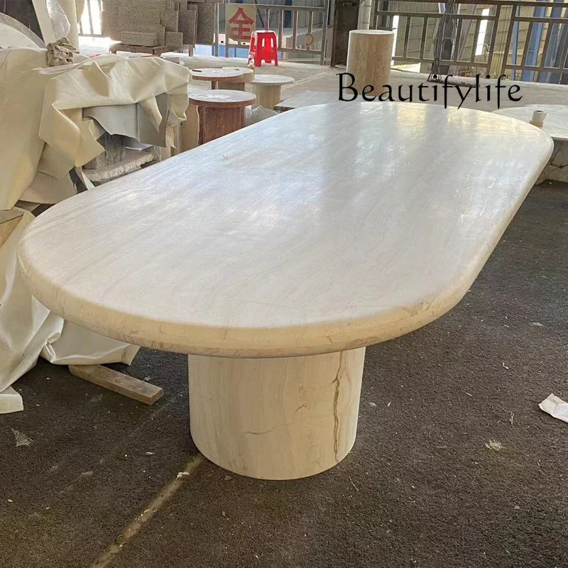 N40 Marble natural oval wabi sand travertine rectangular dining table designer dining table retro custom Italian style
N40 Marble natural oval wabi sand travertine rectangular dining table designer dining table retro custom Italian style