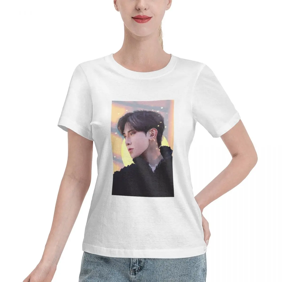 ATEEZ YEOSANG Women's T-shirt, Casual Short Sleeve Cotton Blend Crew Neck Tee, Women's Clothing for Outdoor
ATEEZ YEOSANG Women's T-shirt, Casual Short Sleeve Cotton Blend Crew Neck Tee, Women's Clothing for Outdoor