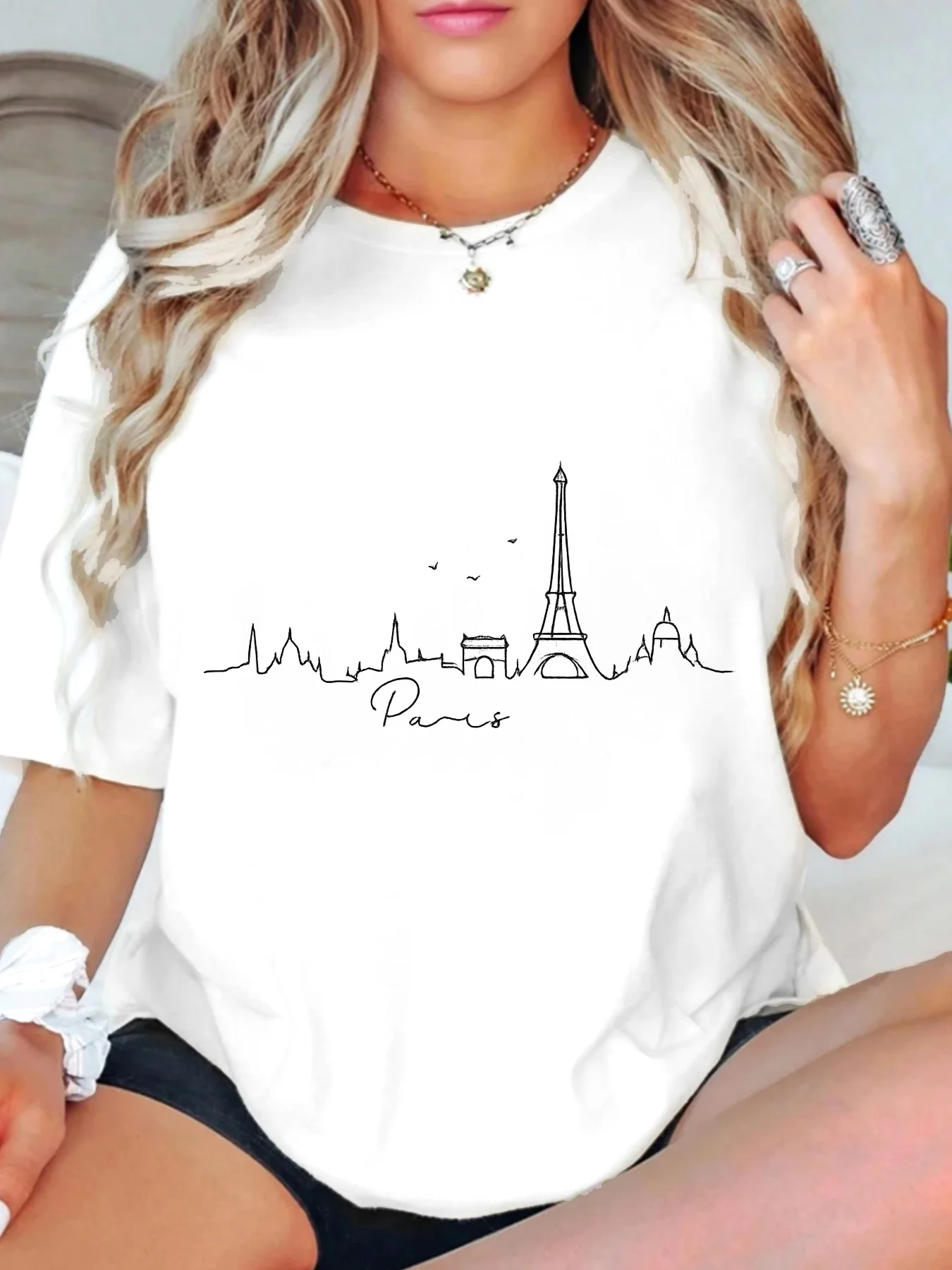 【WDS004】Plus size women's round neck short sleeve T-shirt with elastic half sleeves and trendy prints
【WDS004】Plus size women's round neck short sleeve T-shirt with elastic half sleeves and trendy prints