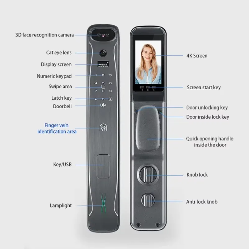 3D Face Recognition Smart Door Lock with WiFi, and Keyless Access (Tuya Enabled)
3D Face Recognition Smart Door Lock with WiFi, and Keyless Access (Tuya Enabled)