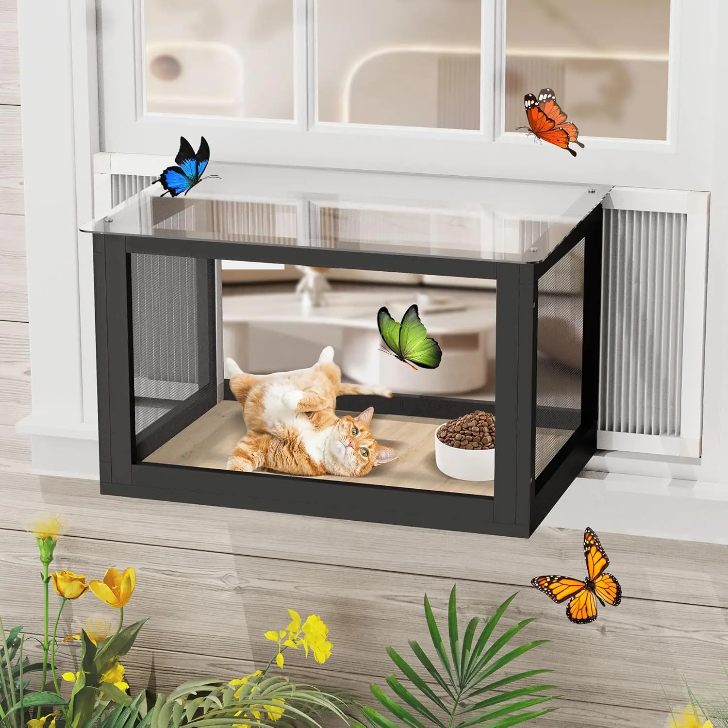 Window Catio for Indoor Cats, Cat Catio Outdoor Enclosure Window Box Perch w/Side Mosquito-Proof Wire Fits Double Hung Frames
Window Catio for Indoor Cats, Cat Catio Outdoor Enclosure Window Box Perch w/Side Mosquito-Proof Wire Fits Double Hung Frames
