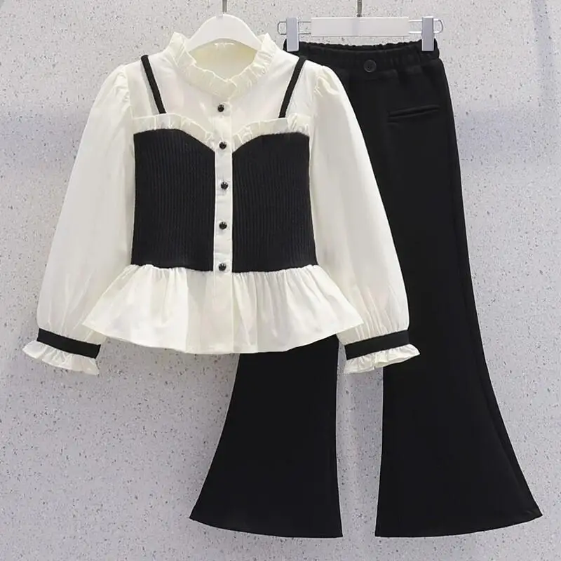 Girls' Stylish and Set for Spring Fashion, Girls' Gold and Small Fragrance Style, Children's Shirt, Flared Pants Two-Piece Set
Girls' Stylish and Set for Spring Fashion, Girls' Gold and Small Fragrance Style, Children's Shirt, Flared Pants Two-Piece Set