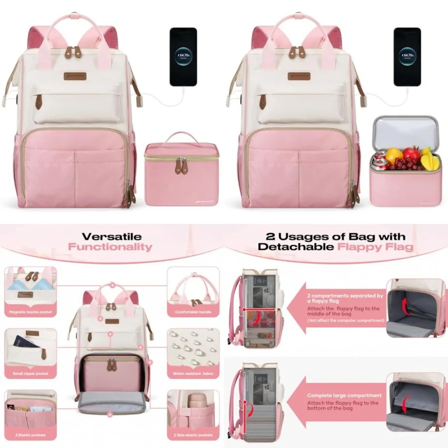 Travel Backpack for Women Men, Laptop Backpack Fits 15.6-17.3 Inch Laptop, Nurse/Work Bag with Insulated Lunch Box
Travel Backpack for Women Men, Laptop Backpack Fits 15.6-17.3 Inch Laptop, Nurse/Work Bag with Insulated Lunch Box