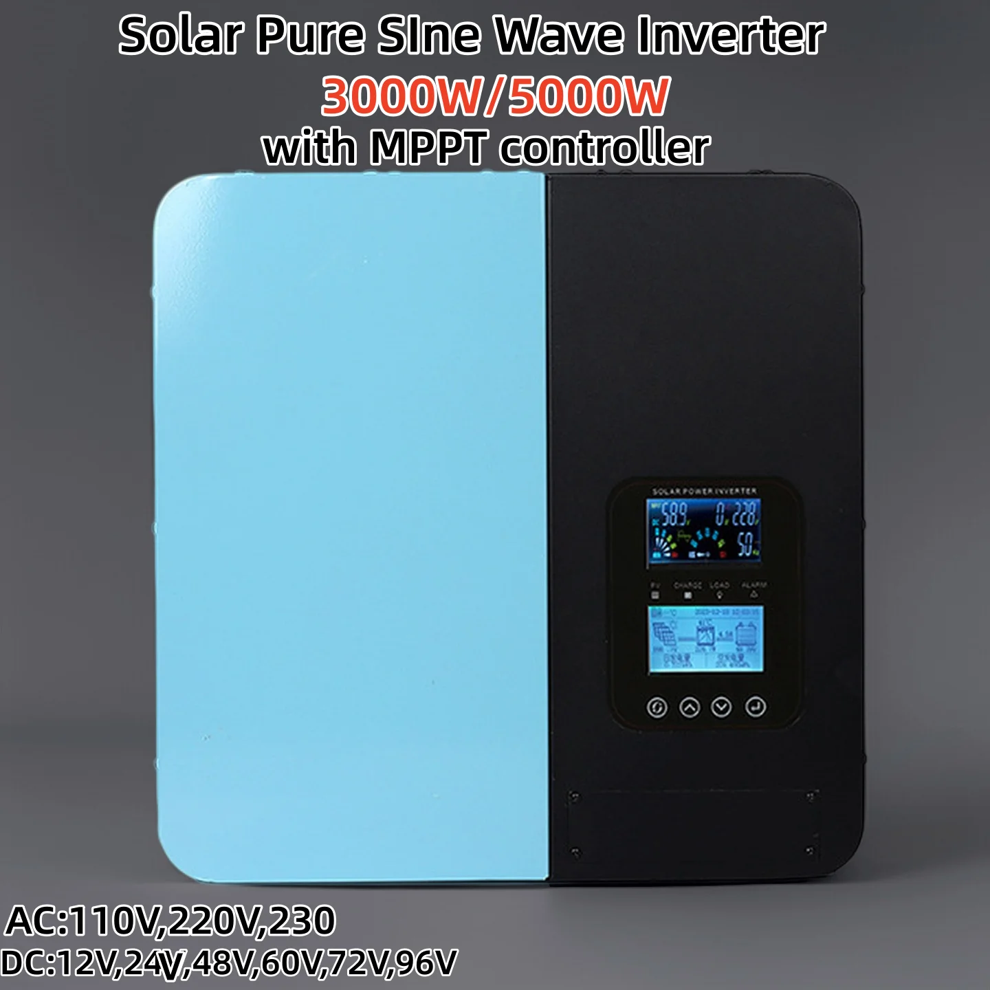 3000W 5000W Hybrid Solar Inverter Pure Sine110V 230Vac Off Grid MPPT Photovoltaic Solar Inverter 60A Solar Charger PV 230VDC
3000W 5000W Hybrid Solar Inverter Pure Sine110V 230Vac Off Grid MPPT Photovoltaic Solar Inverter 60A Solar Charger PV 230VDC