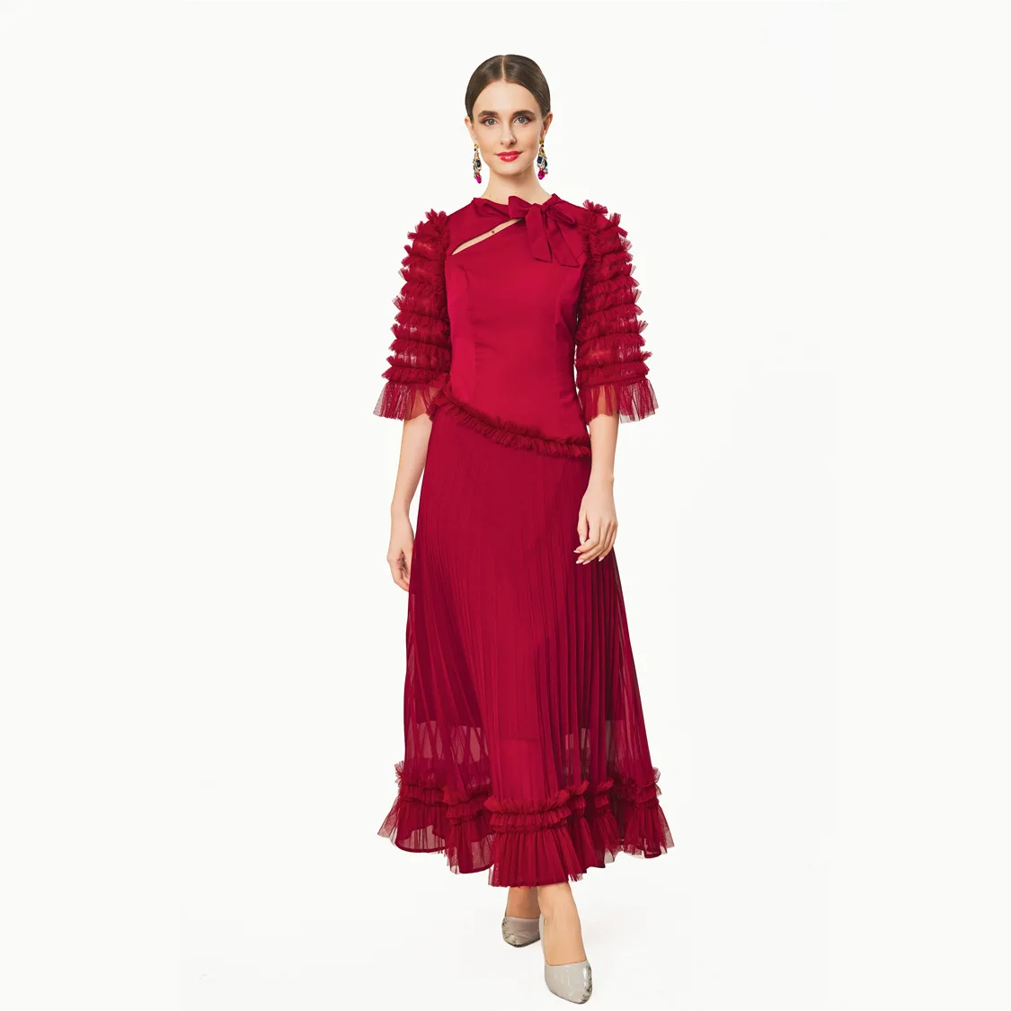 Cheongsam Splicing Satin Light Pleated Skirt Luxury Dress Chinese
Cheongsam Splicing Satin Light Pleated Skirt Luxury Dress Chinese