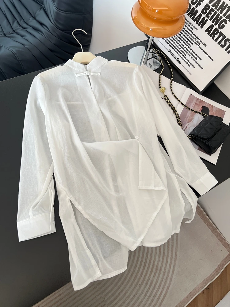 Loose Long Sve Asymmetrical Stand Collar irt Women's plus Size Spring Faionable Casual Comfortable Straight Cut Blouse
Loose Long Sve Asymmetrical Stand Collar irt Women's plus Size Spring Faionable Casual Comfortable Straight Cut Blouse