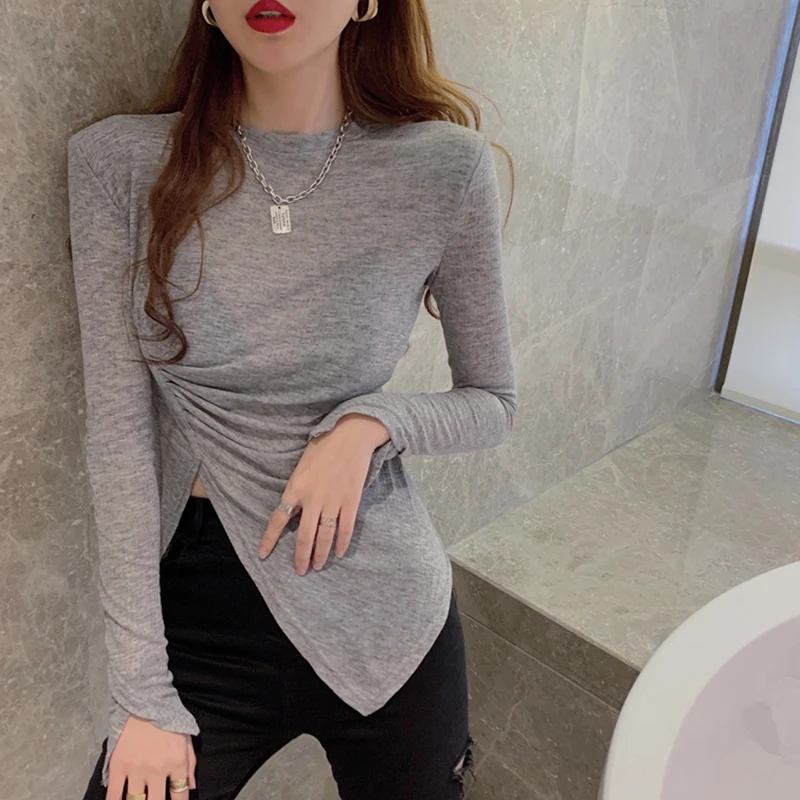 Slimming Effect round Neck Asymmetrical Slit T-shirt Women's Trendy 2024 Spring Autumn New Style Fitting Base Shirt Top
Slimming Effect round Neck Asymmetrical Slit T-shirt Women's Trendy 2024 Spring Autumn New Style Fitting Base Shirt Top