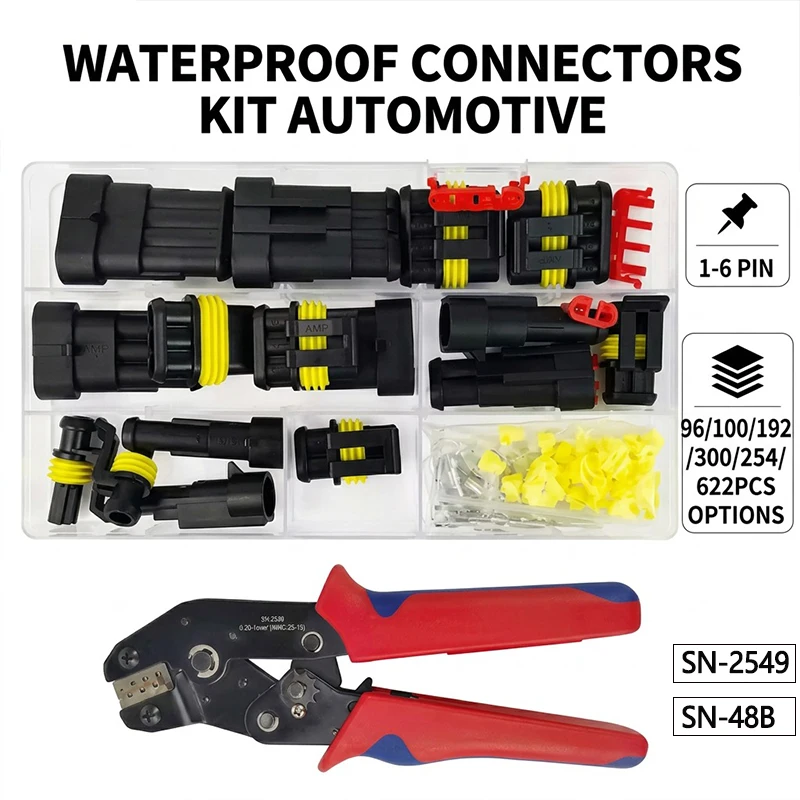 Multi Pin AMP Waterproof Auto Electrical Connectors Kit 1-6Pin Male Female Quick Seal Plug Vehicle Wiring Harness Crimp Terminal
Multi Pin AMP Waterproof Auto Electrical Connectors Kit 1-6Pin Male Female Quick Seal Plug Vehicle Wiring Harness Crimp Terminal