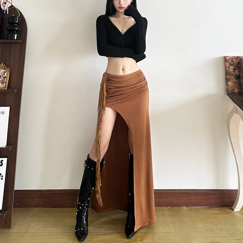 Vintage Fashion Solid High Waist Long Skirts E-girl Grunge Tassels Pleat Irregular Skirt Women Streetwear Y2K Bottoms
Vintage Fashion Solid High Waist Long Skirts E-girl Grunge Tassels Pleat Irregular Skirt Women Streetwear Y2K Bottoms