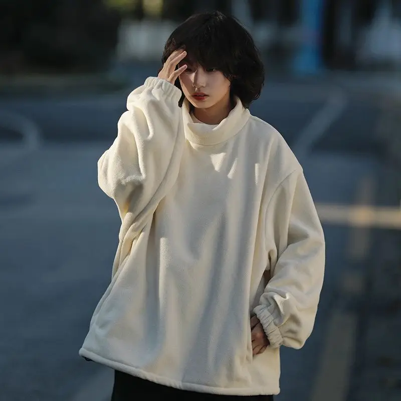 Autumn/winter Japanese retro semi high neck fleece warm loose solid color thick hoodie American spicy girl commuting top
Autumn/winter Japanese retro semi high neck fleece warm loose solid color thick hoodie American spicy girl commuting top