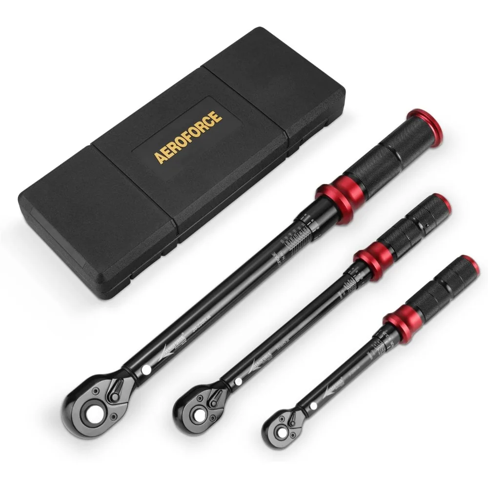 1/4 & 3/8 & 1/2-inch Drive Click Torque Wrench, 3Pcs Torque Wrench Set 4-20Ft.lb, 5-45Ft.lb, 15-165Ft.lb 72-Tooth Dual Scale
1/4 & 3/8 & 1/2-inch Drive Click Torque Wrench, 3Pcs Torque Wrench Set 4-20Ft.lb, 5-45Ft.lb, 15-165Ft.lb 72-Tooth Dual Scale