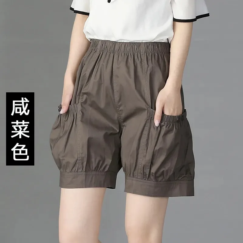 Women Elastic High Waist Pure Cotton Loose Casual Pocket Bloomers Shorts For Daily Home Wear
Women Elastic High Waist Pure Cotton Loose Casual Pocket Bloomers Shorts For Daily Home Wear